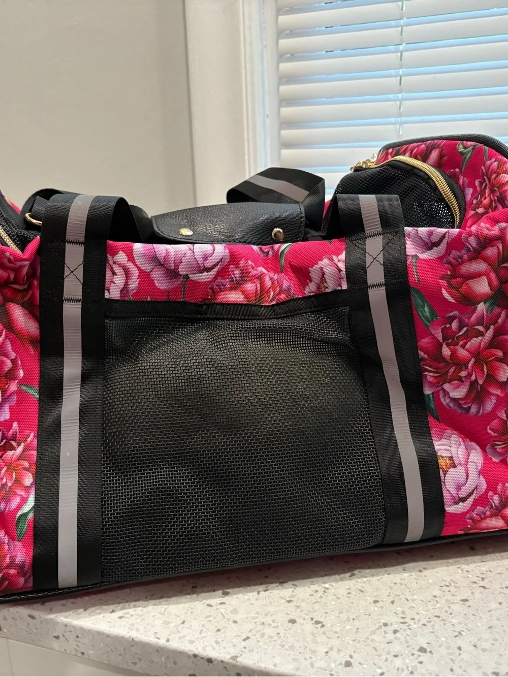 NWOT Betsey Johnson Pet Carrier Pink Floral Travel Shoulder Strap